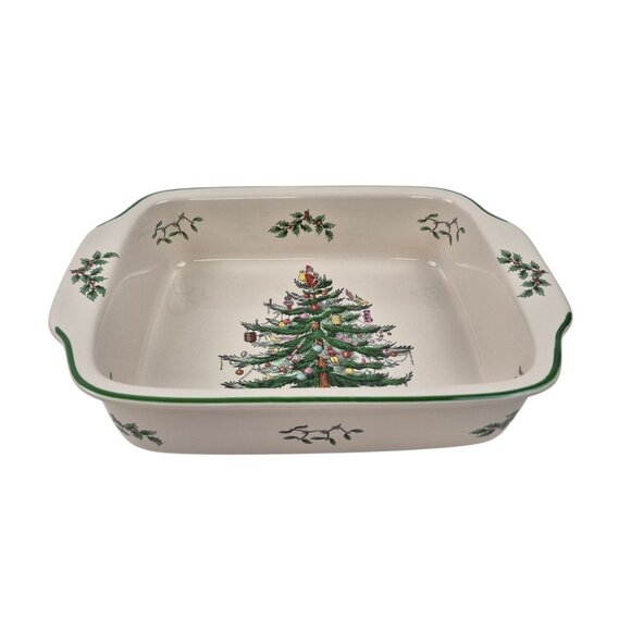 Spode Christmas Tree Rectangular Handled Dish S3324-A10 NIB 12 x 9.5 in Holiday - Picture 6 of 10
